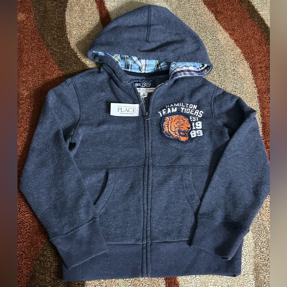 The Children's Place Boys' Navy Team Tigers 1989 Zip Hoodie Sweatshirt MD NWT